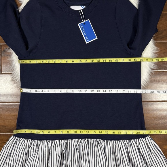 Addison Bay Women's Size Medium Navy Blue White‎ Stripe Sweatshirt Swing Dress - Picture 5 of 11
